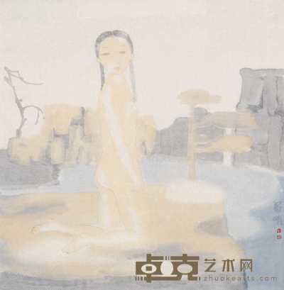 田黎明 村姑 镜心 47×46cm
